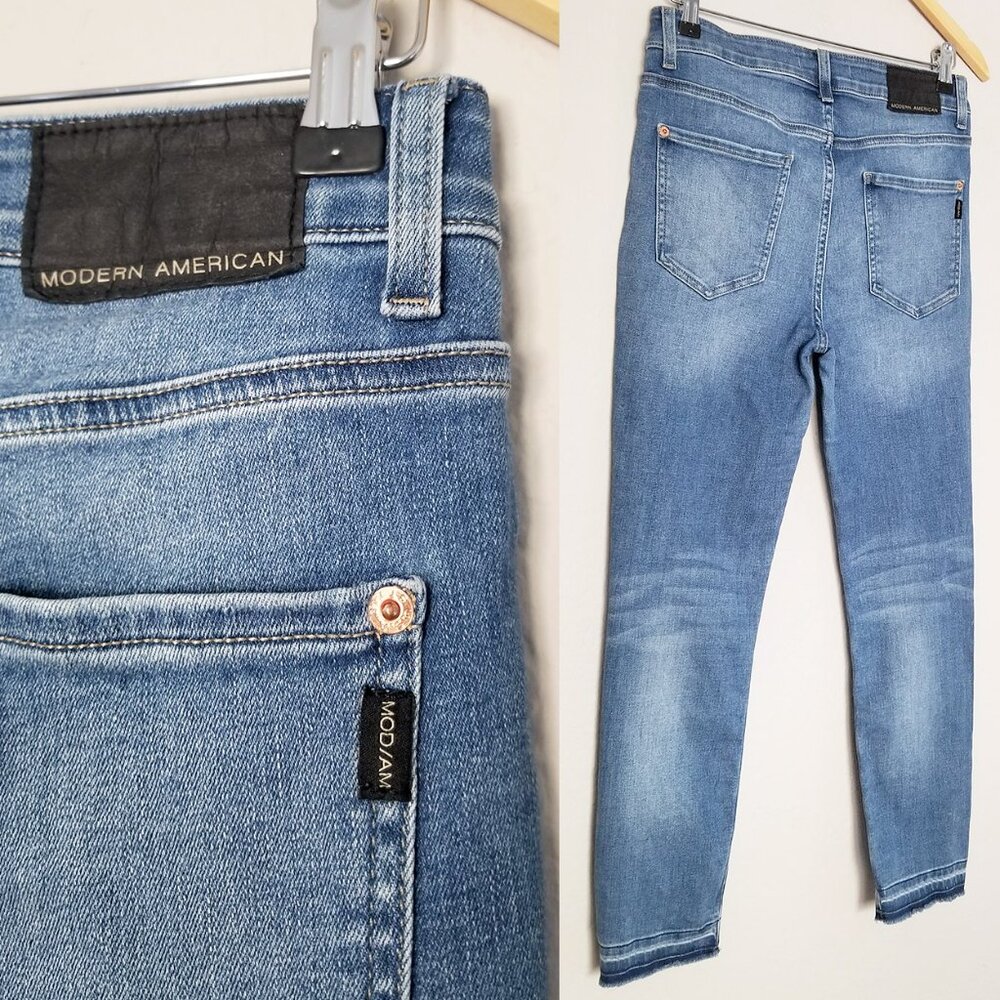 Modern American Soho Crop High Waist Denim Jeans Size 27 Diana Medium Wash $148 - Picture 9 of 16